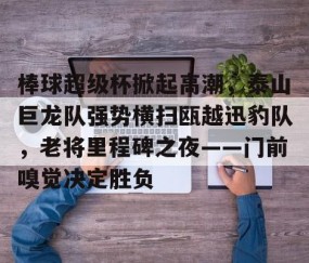 Kaiyun-棒球超级杯掀起高潮，泰山巨龙队强势横扫瓯越迅豹队，老将里程碑之夜——门前嗅觉决定胜负的简单介绍